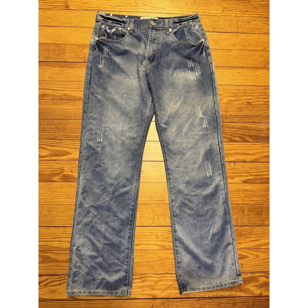 Brooklyn Xpress Denim Mens Jeans 36x34 Y2K Streetwear Distressed Skater